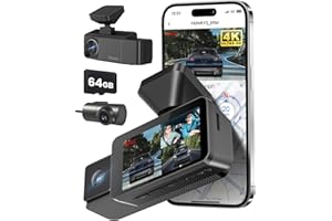 3 Channel 4K Dash Cam, 2160P+1080P+1080P Front and Rear Inside Car Camera with 64GB Card, WiFi Built-in GPS, 3“ IPS Screen, I
