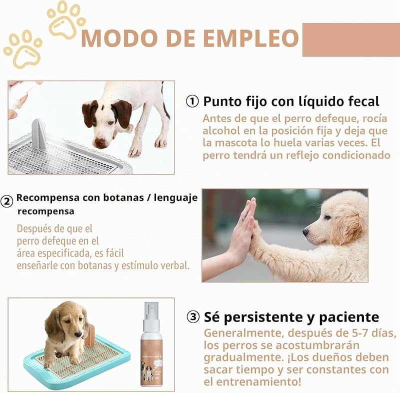 Spray de defecação para treino, para necessidades de animais, ajuda para treino de animais, indutor de defecação para várias raças