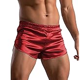 Akkad Kuti Mens Satin Silk Boxers 3 Inch Inseam Silkies Shorts Men Sexy Panties Lounge Pajama Bottoms Shorts