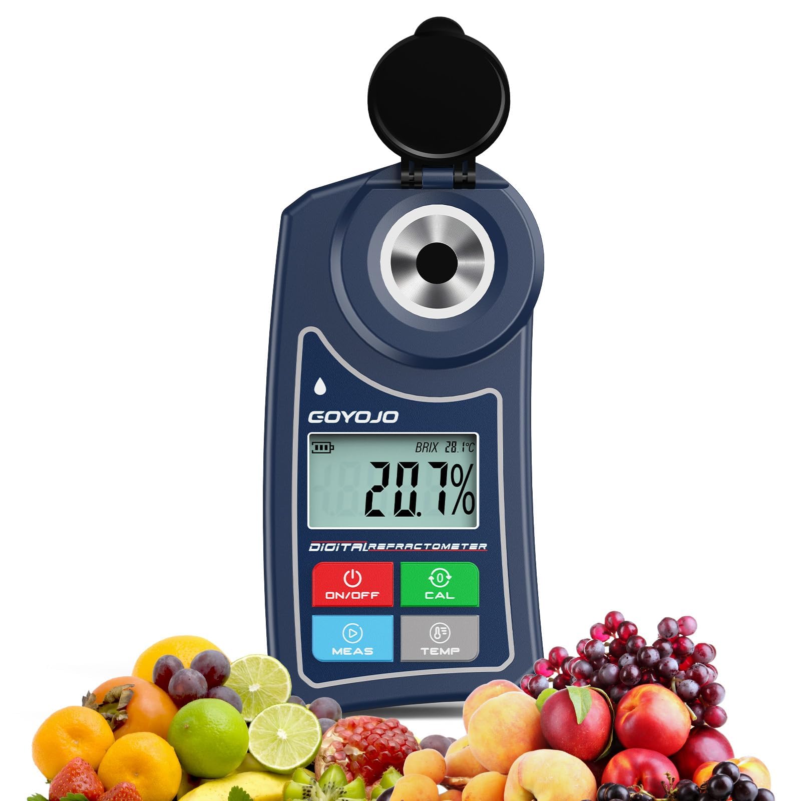 Photo 1 of Refractometer - Digital Brix Refractometer, 0-55% Range GOYOJO Brix Meter ±0.5 Brix/1? Accuracy with ATC for Fruits, Juices, Food, Vegetables, Beer, Wine, Drinks, Coffee &Mor Liquid Sugar Content Test