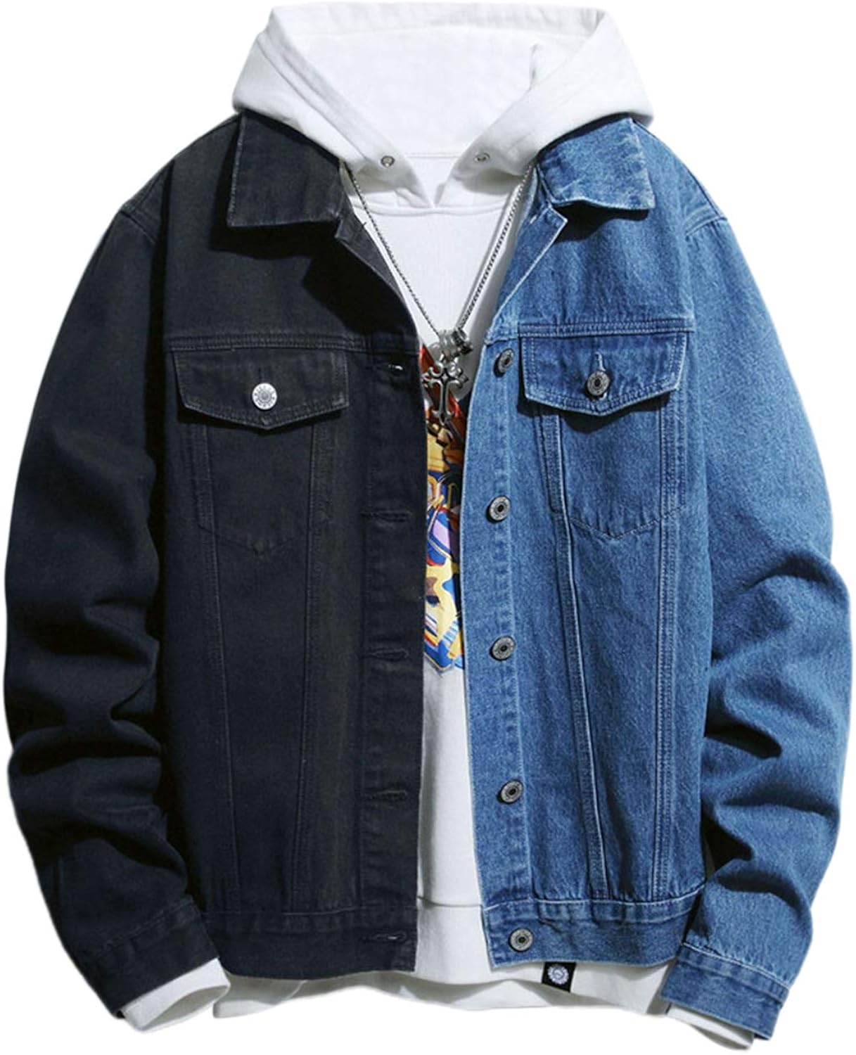 black patchwork denim jacket