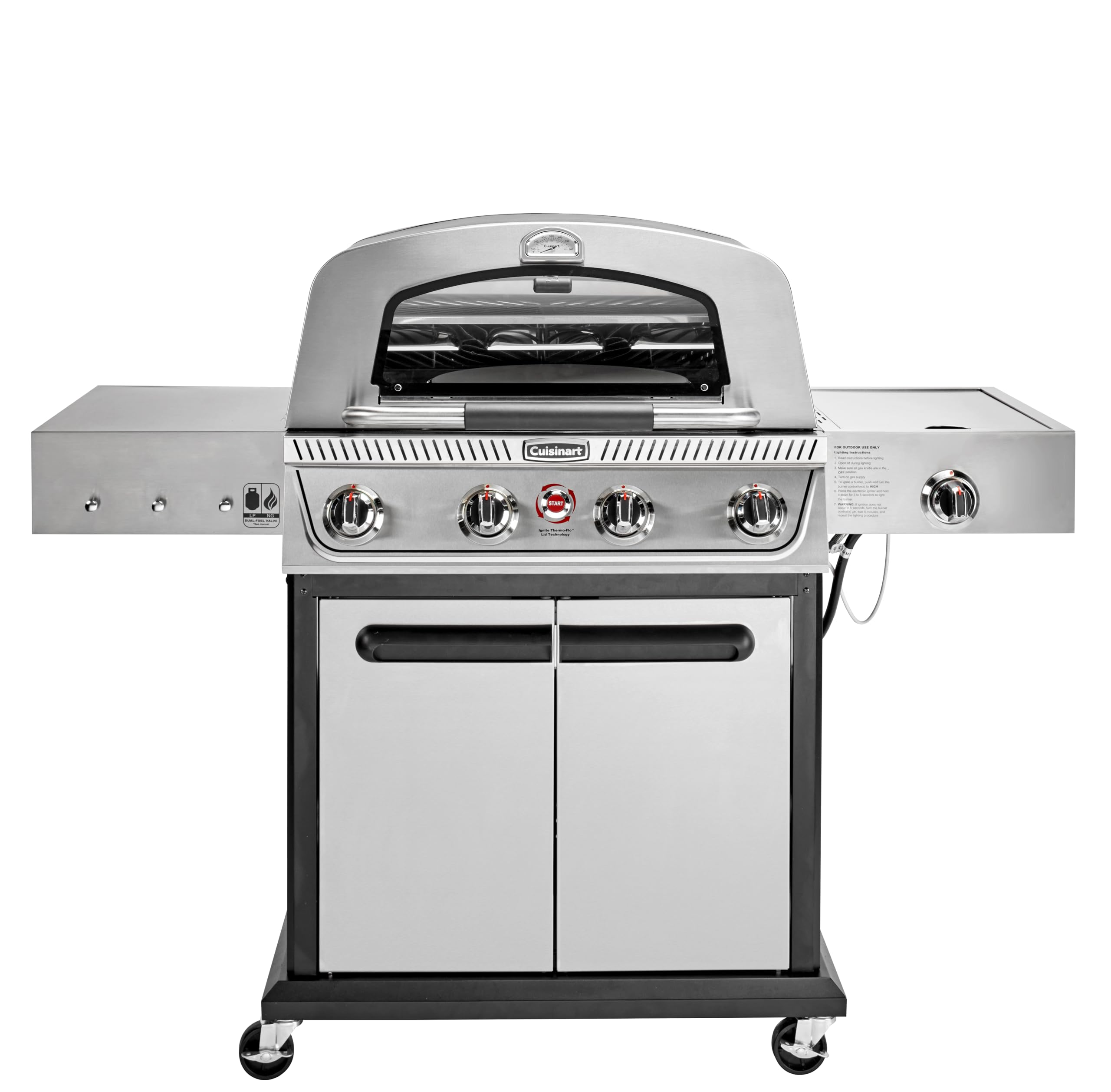 Photo 1 of Cuisinart Propel+ 4-Burner 3-in-1 Gas Grill, Stainless Steel Versatile Grill, Griddle and Pizza Oven with Pizza Stone, Convertible to Natural Gas, Side Burner and Integrated Storage, Perfect for BBQs