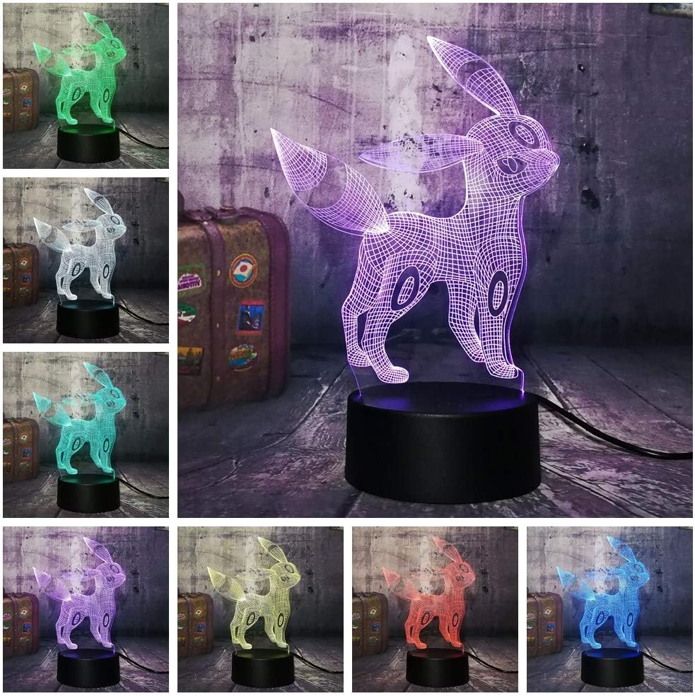 1 Pack,Novelty Lovely,for Umbreon,for Pokemon Go Game,3D Beautifuf Cute 3D LED Night Light 7 Color Desk Lamp Kawaii Kids Toy Christmas Gift