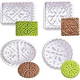 Cookie Stamps Set, 4 Pcs ‌Butter Cookie Press Biscuit Cutter Set 3D Classic Cookie Cutter with Plunger Stamp, 4 Styles Funny Cookie Biscuit Molds for Treats DIY Baking, Cake, Pastry