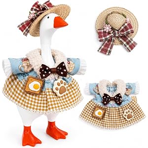 7inch Desk Goose Outfits, Desktop Goose Clothes with Sunglasses & Necklaces, Plush Hoodie Set for Magnetic Goose Statue