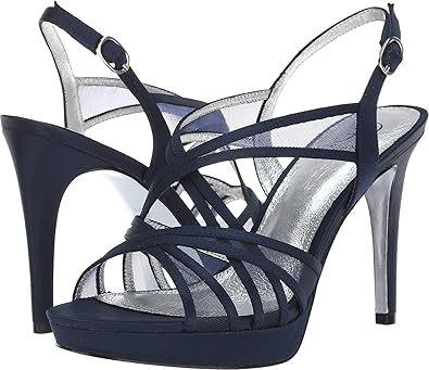 navy strappy heeled sandals