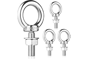 DIHZOKS Shoulder Eye Bolts 3/8"x1.18" with Nuts and Washer Set Heavy Duty Muti-Function M10 Screw Bolt 10mm x 30mm 304 Stainless Steel 4 Pack