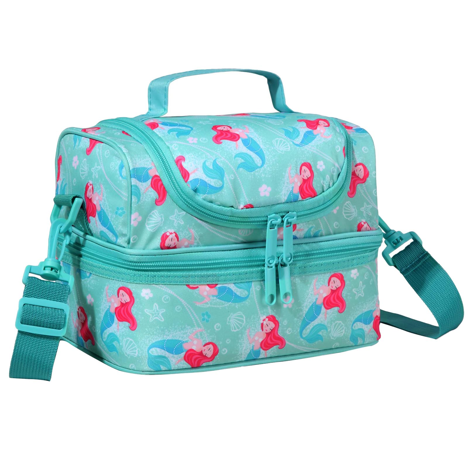 Chase Chic Girls Lunch Box, Insulated Mermaid Lunch Bag for Kids, Lightweight Waterproof Cooler Bag in Dual Compartment, Leak-Proof Lunch Organizer Snack Bag for School Picnic