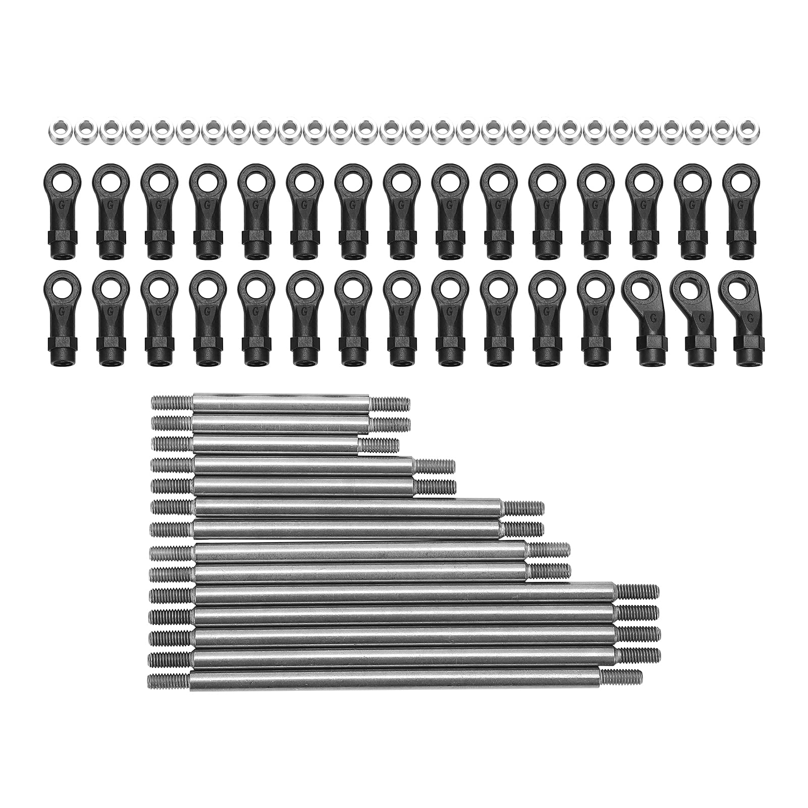 Keenso RC Pull Rod Link Rod Set, Stainless Steel Pull Rod RC Car Pull Rods RC Servo Link Pull Rod with End Ball Set for G63 6WD 1/10 RC Car Model car accessories Car accessories Car accessories