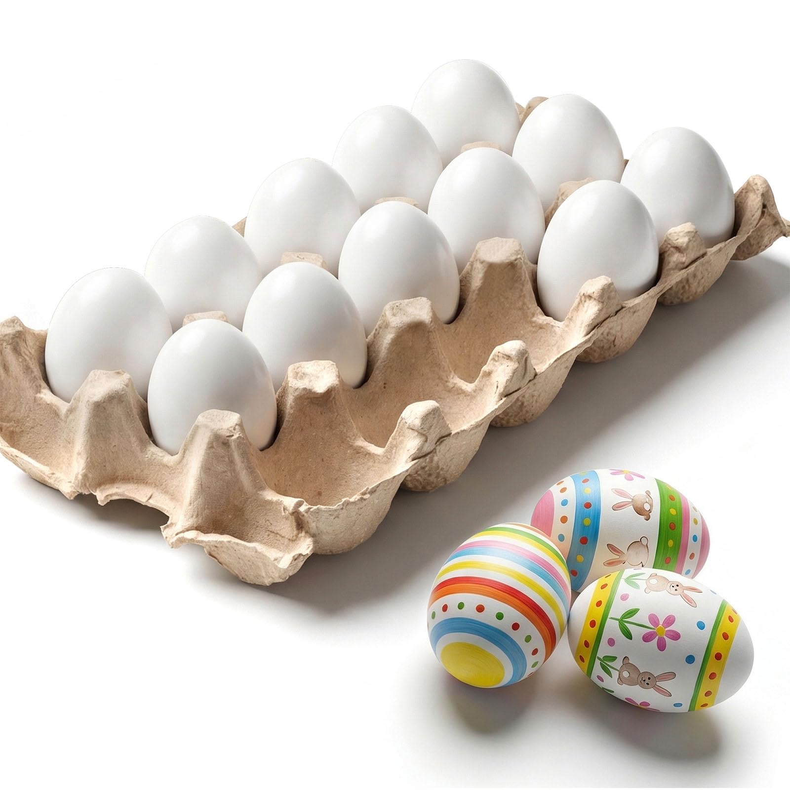 SallyFashion 15 PCS Fake Easter Eggs, Wooden Play Kitchen Egg Toys for Kids Dying Painting Egg Hunts Basket
