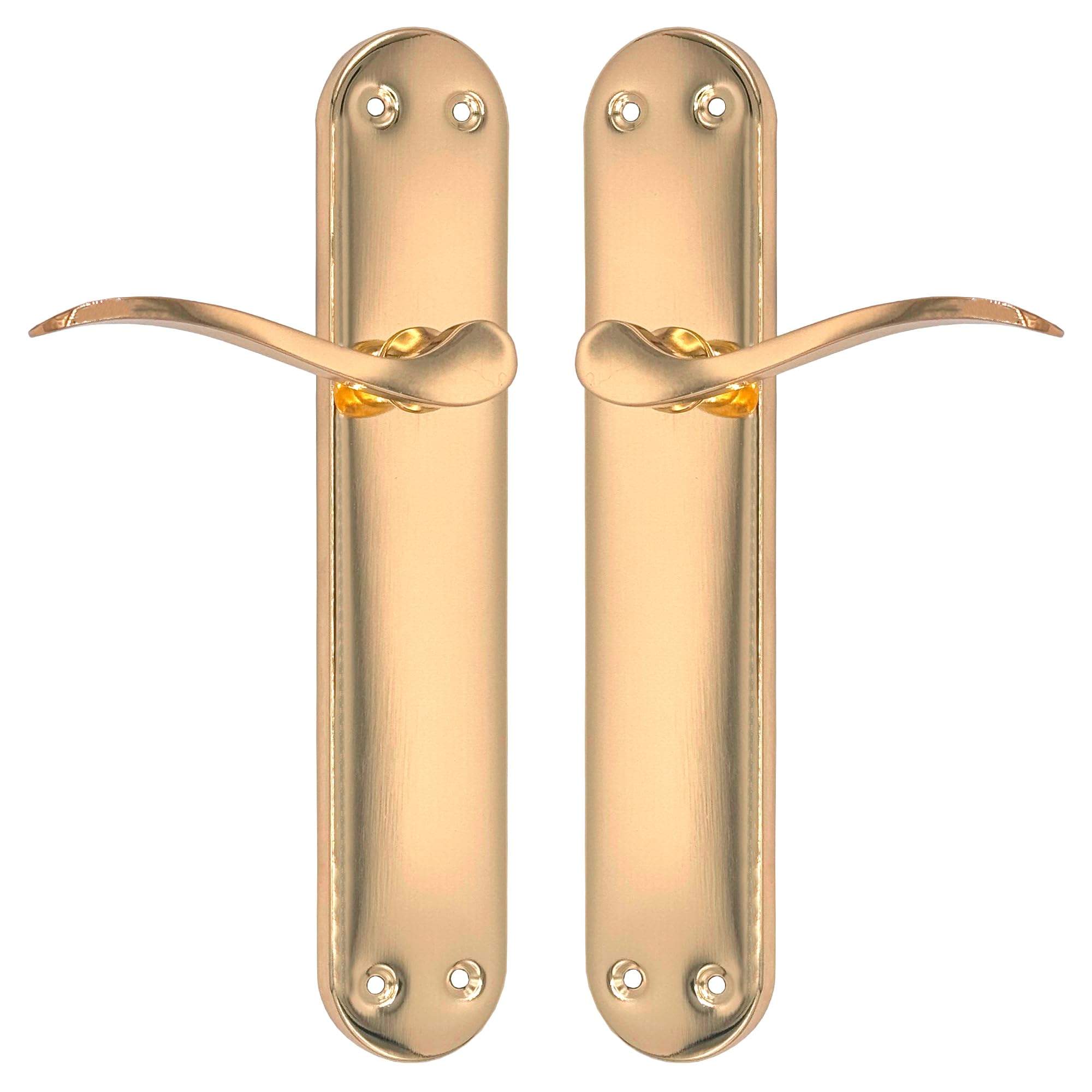 Micel - 07971 - Door Handle Set with Steel Plate and Aluminium Handle, Brass Finish, Gold Colour, 240 x 123 x 50 mm
