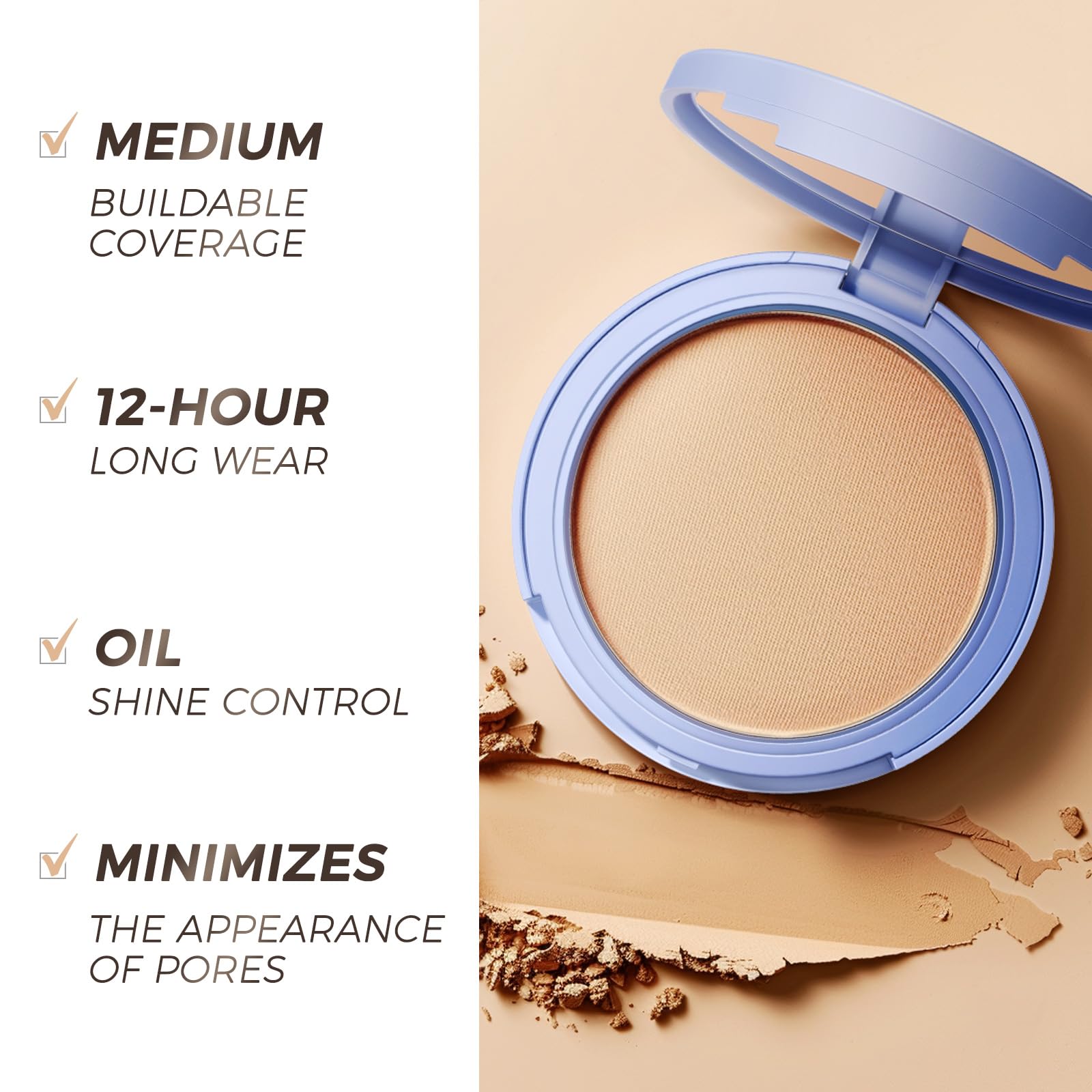 SACE LADY Face Powder Waterproof Sets Makeup, Controls Shine, Smooth Fine Lines for Flawless Lightweight Finish, Long Lasting Matte Compact Setting Powder Cosmetics Cruelty-free, 0.35oz (#02)