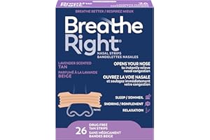 Breathe Right Nasal Strips, Lavender Scented, Tan, Drug-Free Snoring Solution & Nasal Congestion Relief Caused by Colds & All