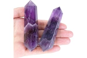 YATOJUZI 3.5" Amethyst Healing Crystals Wand Natural Crystals and Healing Stones Large Hexagonal Amethyst Crystal Points for Meditation Divination Reiki Energy Balancing 1PCS