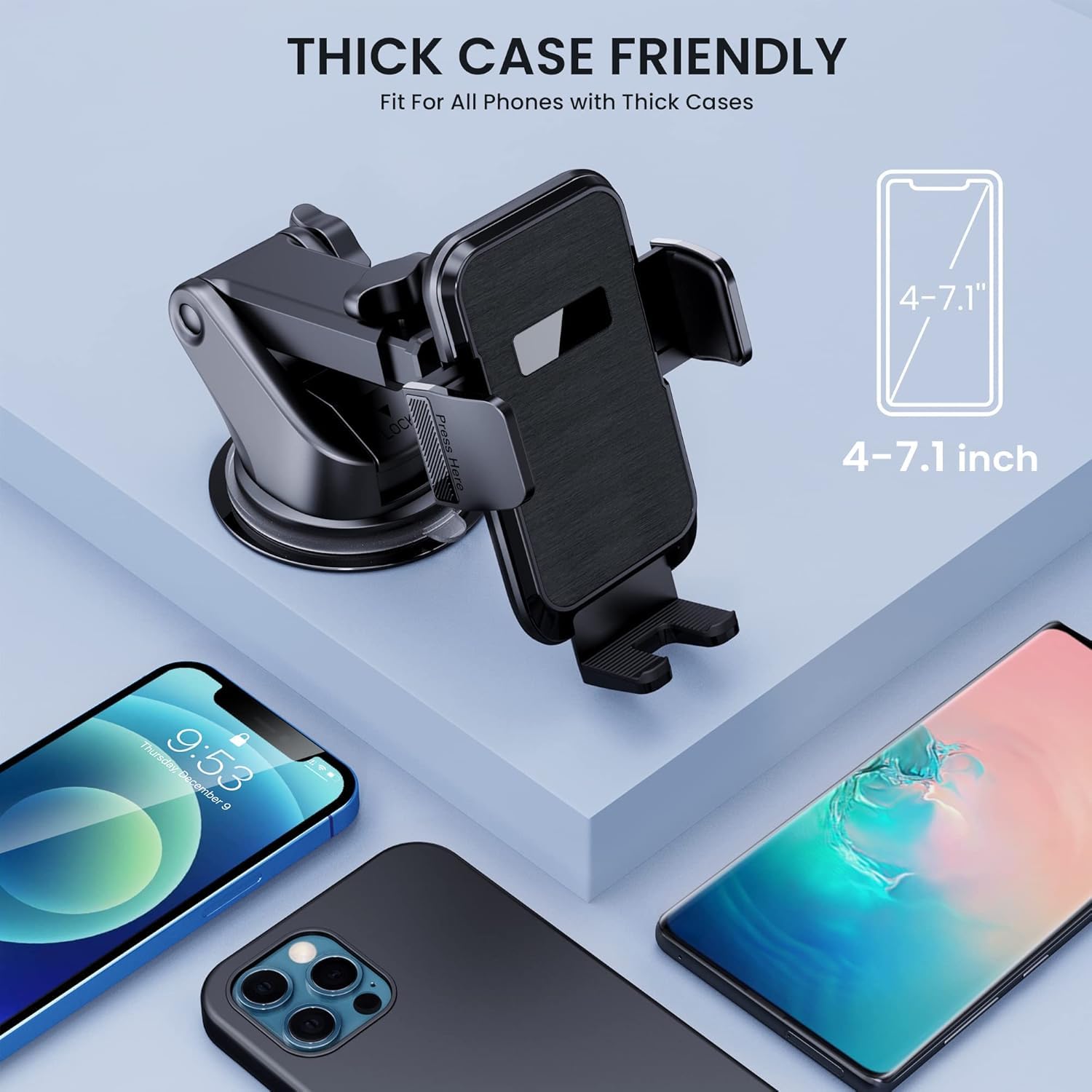CINDRO Phone Mount for Car Phone Mount Phone Holder Car Mount for iPhone Automobile Cell Phone Accessories for Dashboard Windshield Air Vent Fit All iPhone Android Smartphones