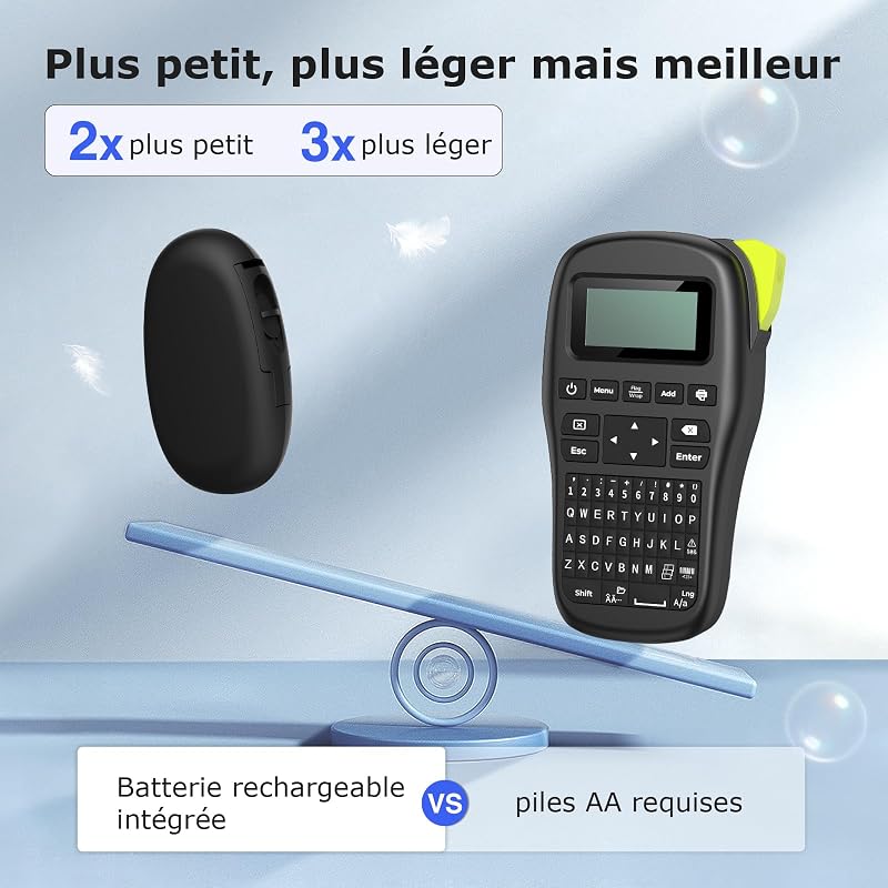 E10 Étiqueteuse Bluetooth avec 3 Rubans, Noir