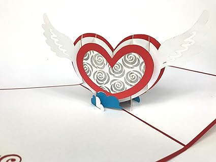 Cœur Avec Ailes 3d Pop Up Carte De Vœux Anniversaire Bebe Joyeux Anniversaire Pour La Fete De Paques Thank You Saint Valentin Mariage Kirigami Papier Craft Cartes Postales Amazon Fr Fournitures De Bureau