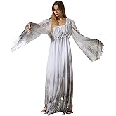 EraSpooky Women Gossamer Ghost Costume Gothic Victorian White Fancy Dress
