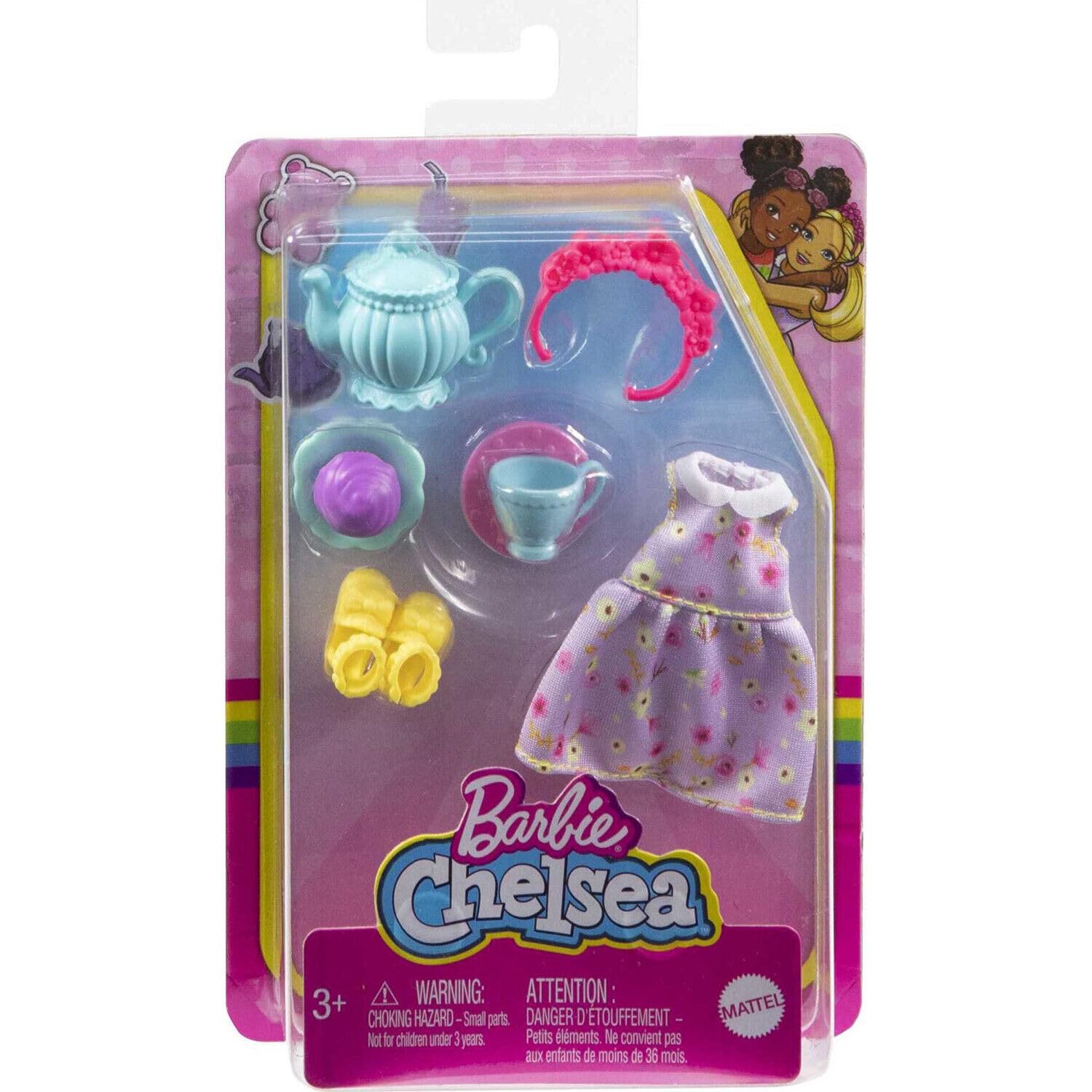 Barbie Chelsea Pack Accessories HHM59 Sleeveless Dress + Shoes and Accessories for Tea