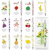 Yexiya 100 Set Employee Appreciation Gifts Bulk Funny Fruit Ballpoint Pens with Motivational Thank You Cards for Teacher Gifts Party Office Supplies Staff Valentines Funny Positive Gift(Fresh)