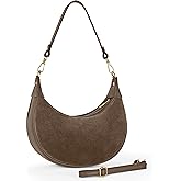 Italian Genuine Suede Shoulder Bag for Women, Crescent Saddle Style with Short & Long Straps | Mixed Leather Purse