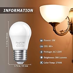 ProPOW 25 Watt Light Bulbs Equivalent, A15 E26 3W