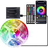 Baeyateda Battery Operated LED Strip Lights 20ft RGB Color Changing, Music Sync, Remote &amp; App Control for Bedroom, Party, TV, Decor (20ft)