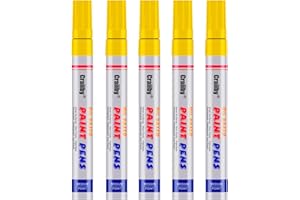 CRAIIBY Yellow Paint Markers, 5 Pack Oil-Based Waterproof Quick Dry Permanent Paint Pen Set for Rocks Painting, Wood, Fabric, Plastic, Canvas, Glass, Mugs, Metal, Tire, Stone, DIY Craft