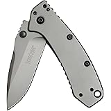 Kershaw Cryo Folding Knife (1555TI); 2.75” 8Cr13MoV Steel Blade, Stainless Steel Handle, Titanium Carbo-Nitride Coating, SpeedSafe Assisted Open, Frame Lock, 4-Position Deep-Carry Pocketclip; 4.1 OZ