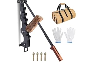 HEDDAY Wall Mounted Kindling Splitter-Wood Splitter Manual Firewood Cutter, Heavy Duty Log Splitter with Firewood Storage Bag Gloves, Solid Metal Wood Splitter Wedge for Indoor Outdoor