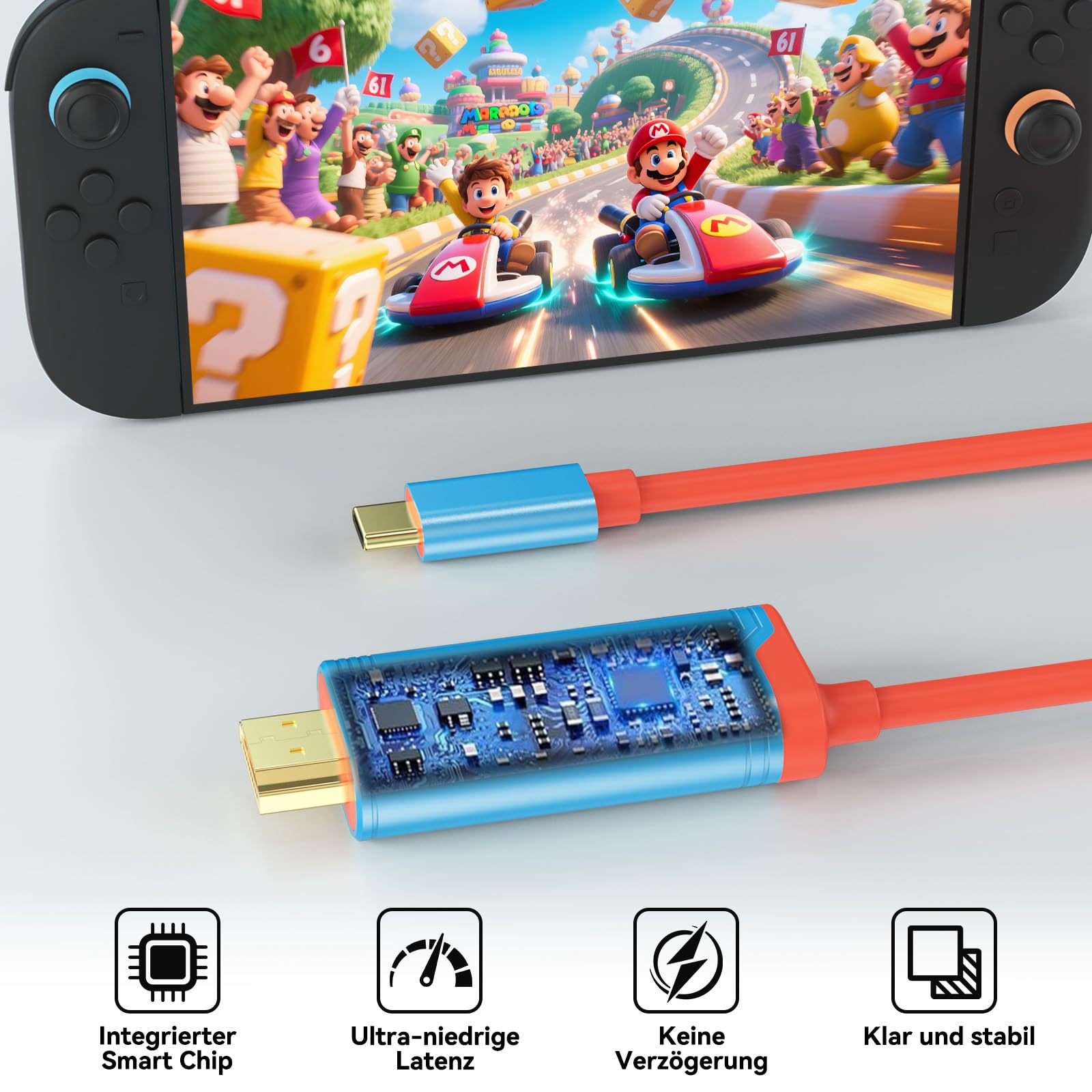 ELUTENG 4K@60Hz USB C auf HDMI Kabel kompatibel mit Nintendo Switch 2/OLED/Steam Deck/ROG Ally, 2M PD100W HDMI 2.0 Adapter Nintendo Switch Dock Ersatz für TV Bildschirmspiegelung 4