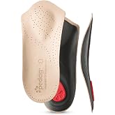 Pedag Viva Mini | 3/4 Leather Arch Support Inserts | Handmade in Germany | Plantar Fasciitis Relief | Heel Cushion | Metatarsal Support Pad | Low Profile Shoe Insoles | Tan | Women US 7/ EU 37