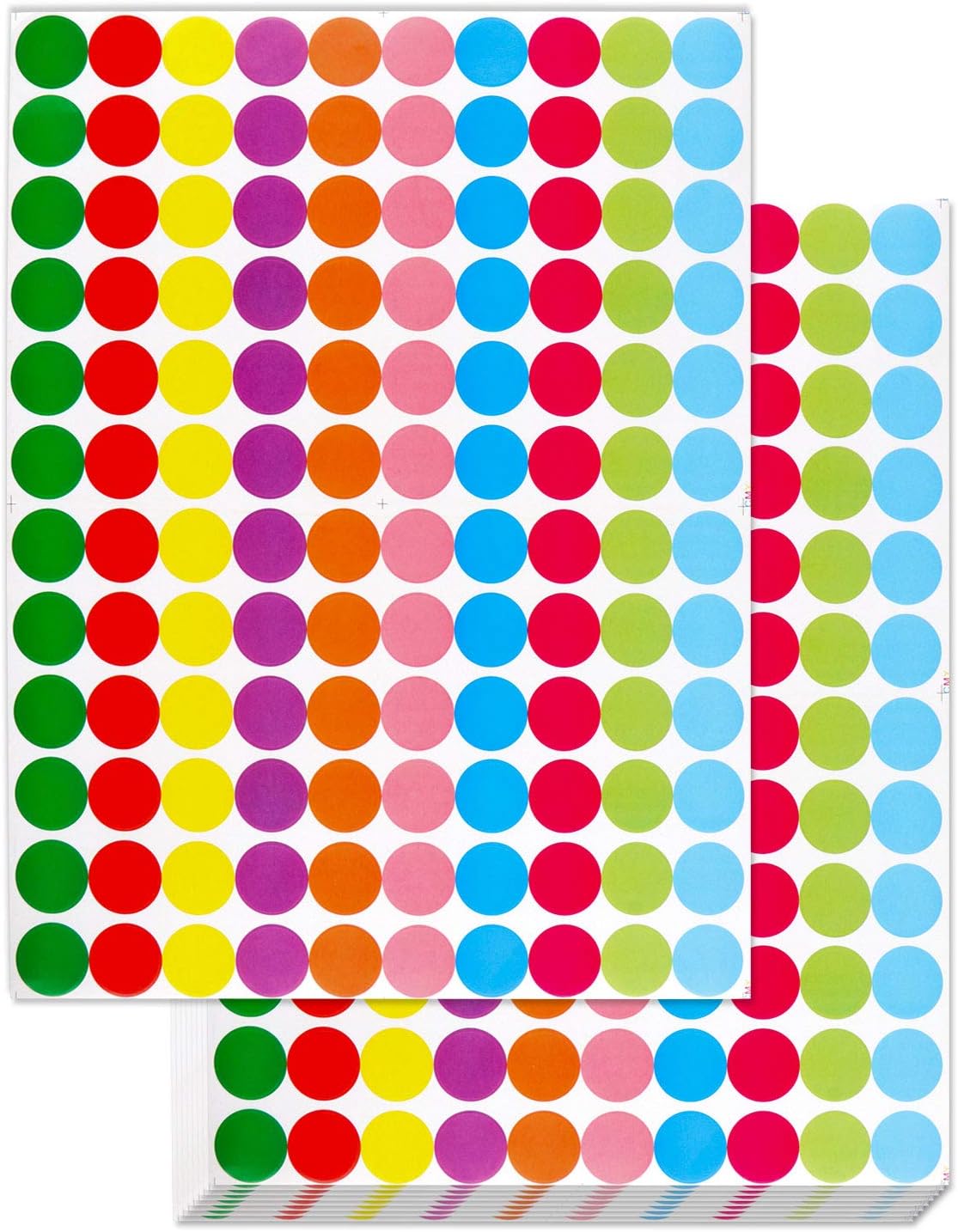 OUNENO Pack of 3960 3/4” Round Color Coding Circle Dot Sticker Labels, 10 Bright Neon Colors, 8 1/2" x 11" Sheet, Fits Laser/Inkjet Printers : Office Products