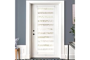 LazBlinds Cordless French Door Blinds, No Drill Roll Up Zebra Blinds, Light Control Day and Night Sheer Shades for Front Patio Sidelight Glass, 25.8'' W x 78'' L, White