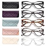 Gaoye 5 Pack Fashion Cat Eye Reading Glasses for