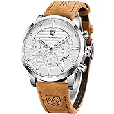 BENYAR Quartz Chronograph Waterproof Watches Business and Sport Design Leather Band Strap Wrist Watch for Men