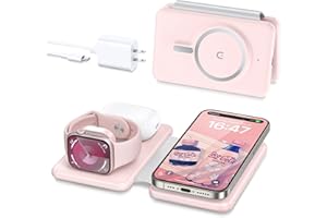 KNILD Wireless Charger iPhone - 3 in 1 Charging Station for Apple Devices for iPhone 16 15 14 13 12 Pro Max Plus - Foldable Magnetic Charging Pad for Apple Watch Series & Airpods Series