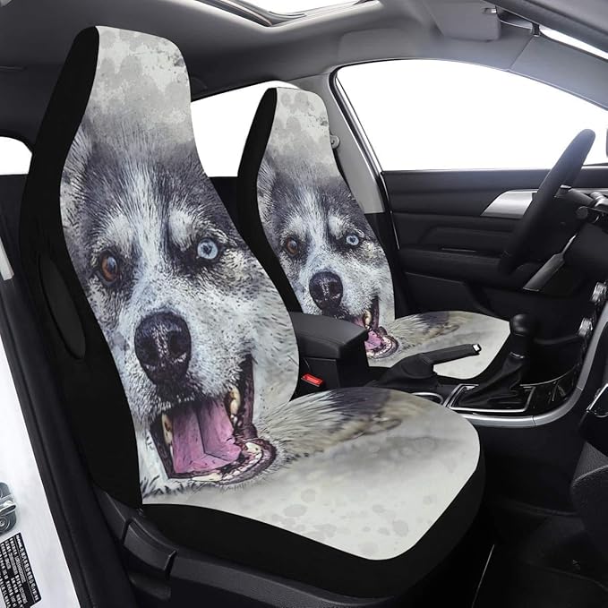 Seat Covers for Cars Dog Husky Happy Pet Animal Cute White