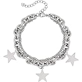 Sacina Y2k Aesthetic Star Bracelet, Star Jewelry Y2k Grunge Silver-tone charm Bracelet, Christmas New Year Jewelry Gift for Women