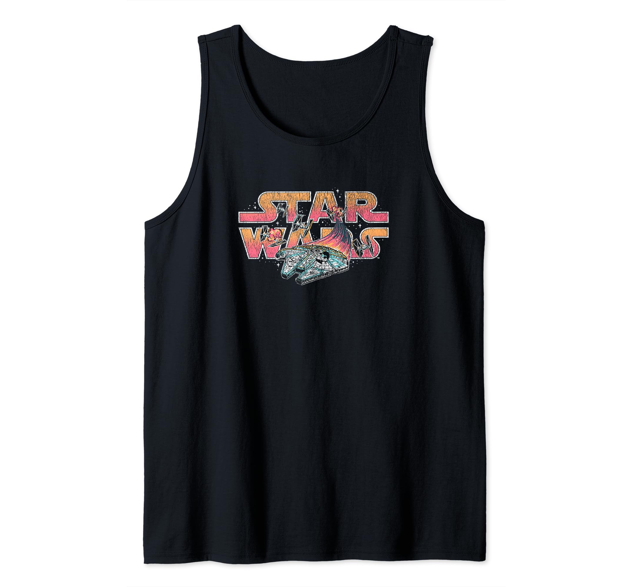 Star Wars Millennium Falcon Tie Fighter Space Battle Logo Tank Top