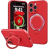 Vanxiliiy Compatible with iPhone 16 Pro Case with Stand, Full Camera Protection Slim Liquid Silicone Phone Cases Fit for iPhone 16 Pro Compatible with MagSafe Magnetic Ring Kickstand Case 6.3", Red