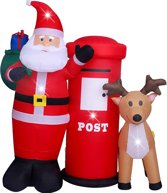 Gemmy Christmas Inflatable 6 Ft Tall Animated Led Lighted Outhouse Santa Outdoor Yard Prop
