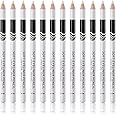 Go Ho 12 PCS White Eyebrow Eyeliner Pencils,White Eyeshadow Makeup Pen,Sweatproof Eye Highlighter Makeup Pencil,Long-lasting Nice Color Eye Brow Gel Pen,Brow Tint Sticks（White）