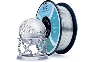 ZIRO PLA 3D Printer Filament, Metallic Glossy Pure Color 1.75mm PLA Filament, Shiny Shine Printing Material, 1.75mm 1KG/2.2lbs Spool, Silky Silver