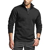 CQR Men's Thermal Fleece Quarter Zip Sweater, Outdoor Lightweight Long Sleeve Pullover, Casual Mock Neck Polo Sweaters