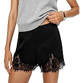 Satin Silk Shorts for Women Y2K Low Rise Lace Trim Micro Mini Shorts Cute Coquette Lounge Pajama Half Slip Bottoms