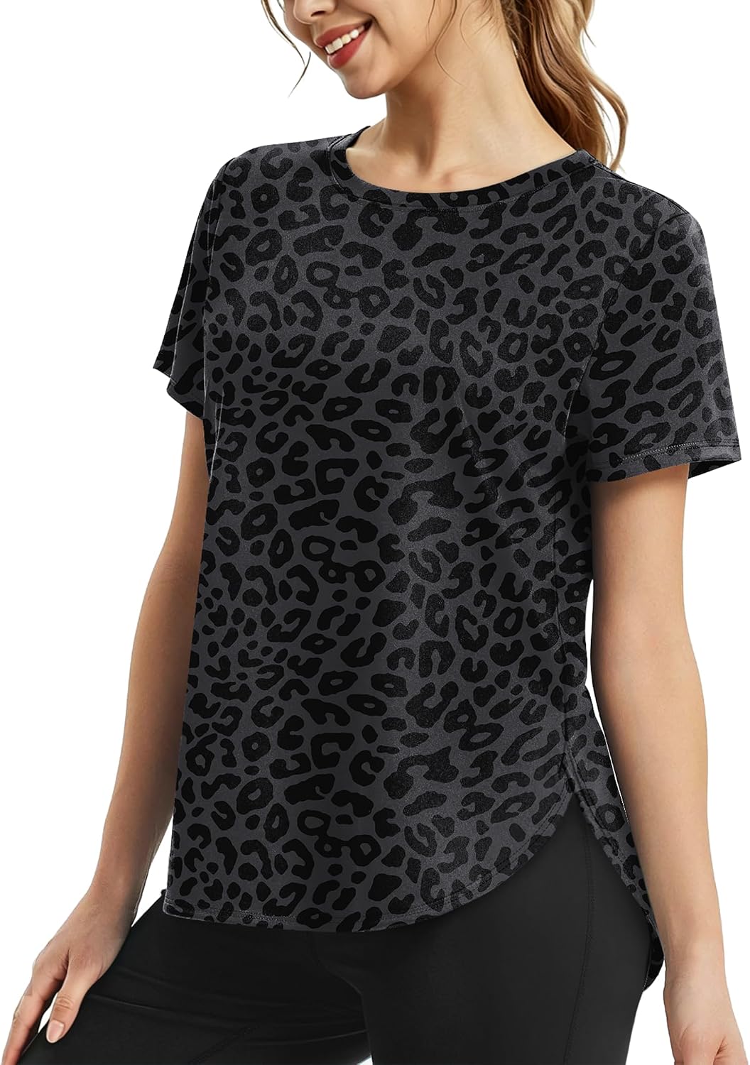 NIASHOT Workout Tops for Women Activewear Short Sleeve Shirts Gym Clothes Pilates Running Yoga Tops UPF 50+ Quick Dry
