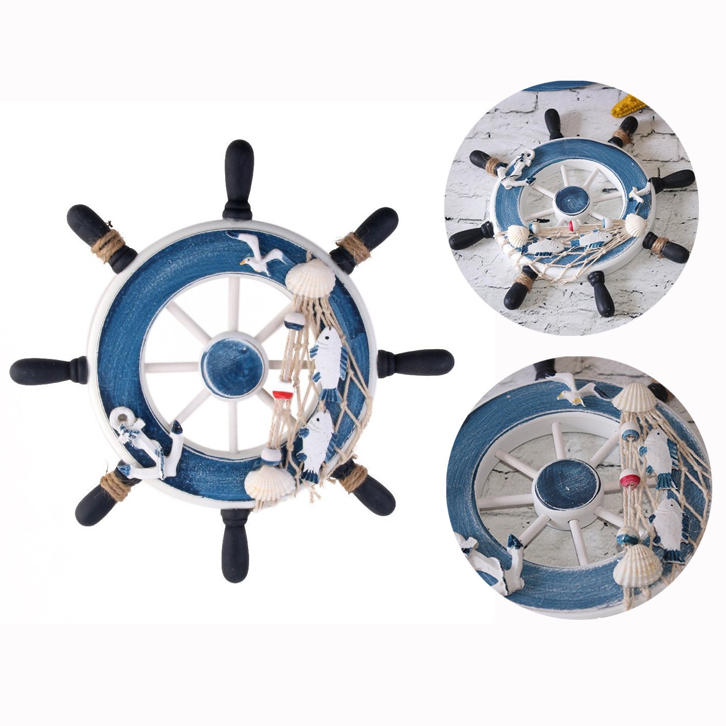 Decorazione Per La Casa Nautica Da Appendere Alla Parete Con Ancoraggio Per Nave In Legno Vintage Mederraneo, Decorazione Per Sfondo Di Arte Della Parete Marina Retrò - Foto 4