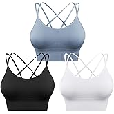 Sykooria 3 Pack Strappy Sports Bra for Women Sexy Crisscross for Yoga Running Athletic Gym Workout Fitness Tank Tops