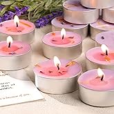 HAVITI 15PCS Lavender Scented Tealight Candles, Tea Lights Candles, 4H Smokeless Palm Wax Purple Tea Candle for Weddings,Christmas,Spa, Bath